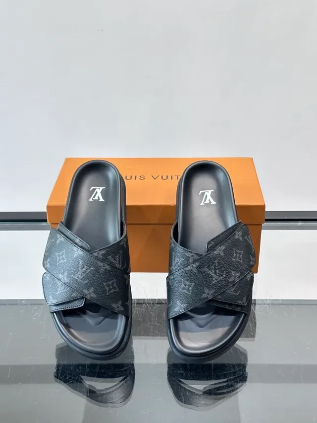 Louis Vuitton Monogram Double-Strap Platform Slippers 4