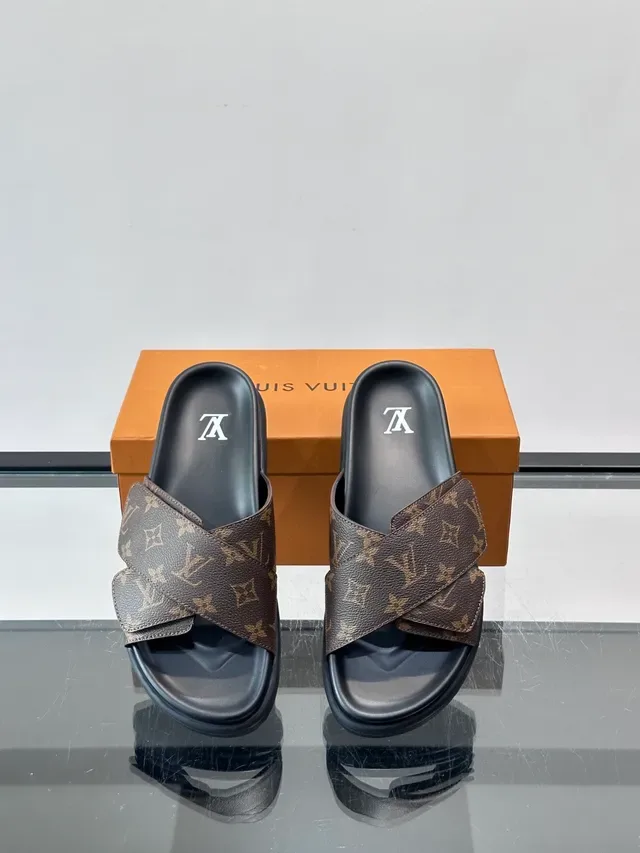 Louis Vuitton Monogram Double-Strap Platform Slippers 6