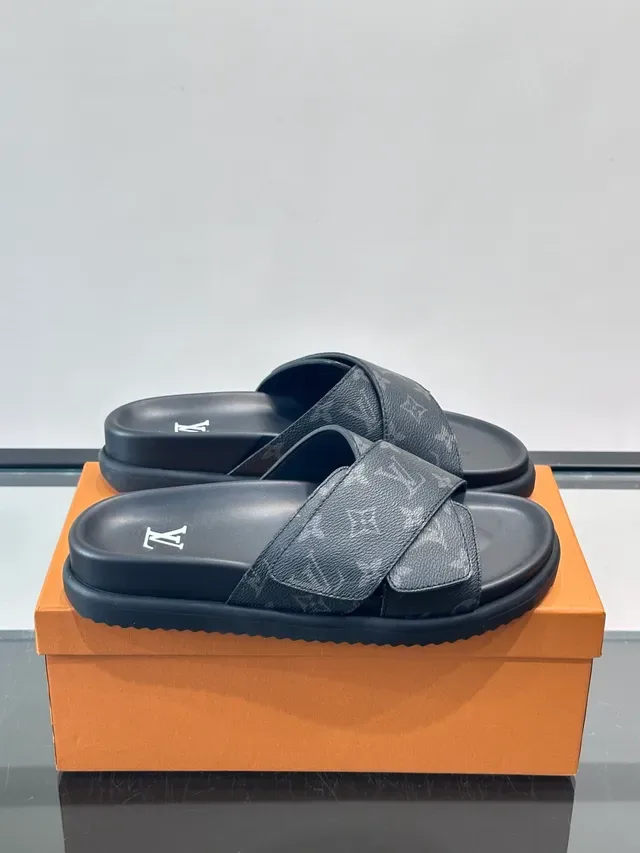 Louis Vuitton Monogram Double-Strap Platform Slippers 7