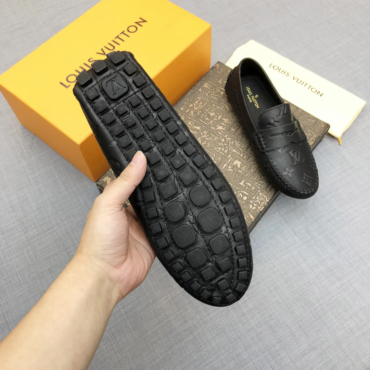 Louis Vuitton Monogram Embossed Leather Penny Loafers 5