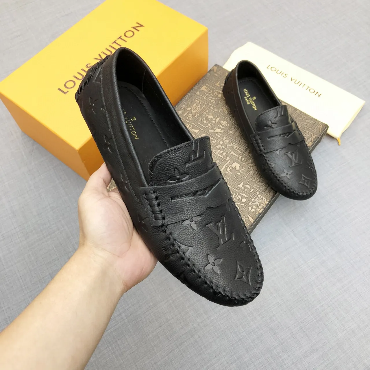 Louis Vuitton Monogram Embossed Leather Penny Loafers 6