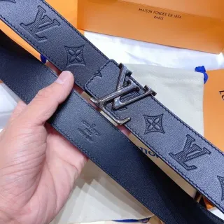 Louis Vuitton Monogram Embossed Navy Leather Belt