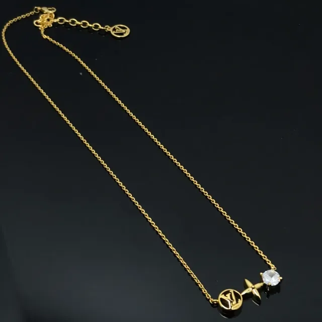 Louis Vuitton Monogram Floral Pendant Gold-Tone Necklace 2