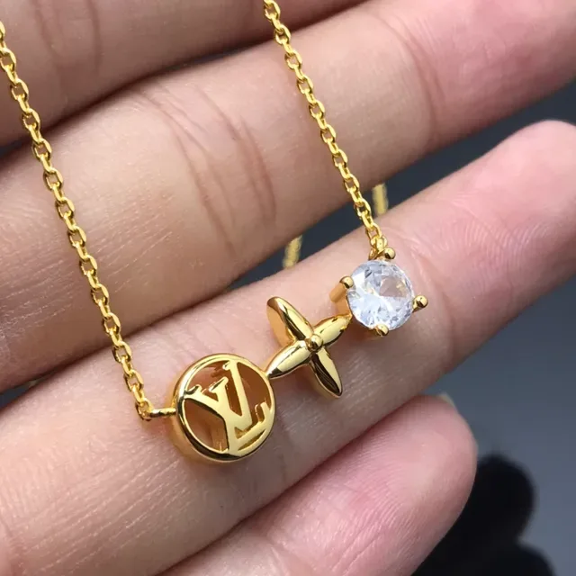 Louis Vuitton Monogram Floral Pendant Gold-Tone Necklace 3