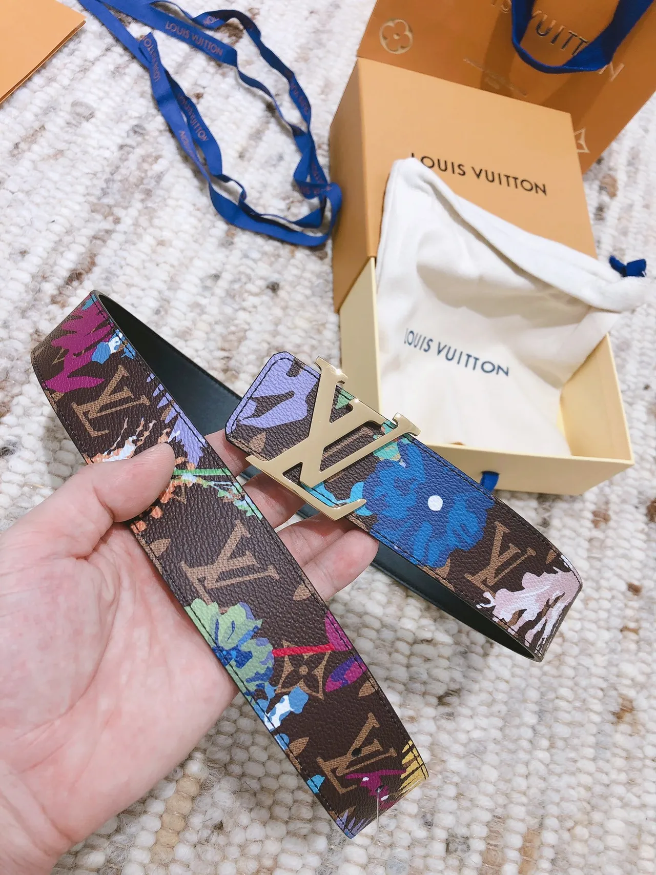 Louis Vuitton Monogram Floral Print Leather Belt 4