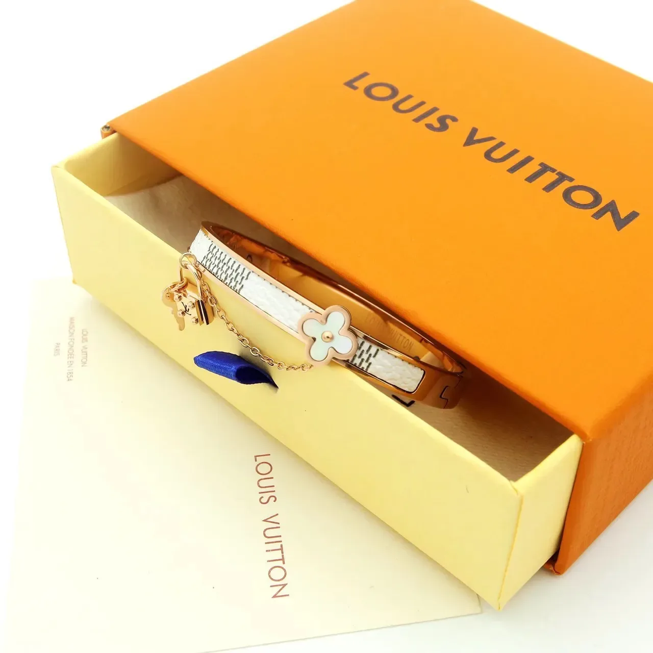 Louis Vuitton Monogram Flower Bangle Gold Brown Rigid Hinged Bangles Four-Petal Floral Motif Bracelet 2