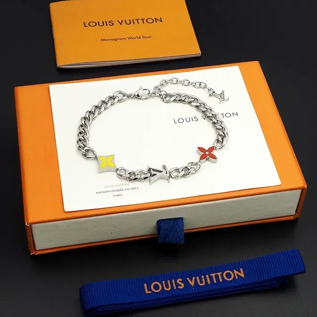 Louis Vuitton Monogram Flower Charm Silver-Tone Chain Bracelet 3