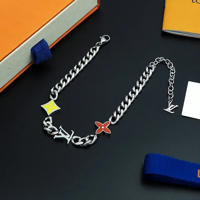 Louis Vuitton Monogram Flower Charm Silver-Tone Chain Bracelet 4