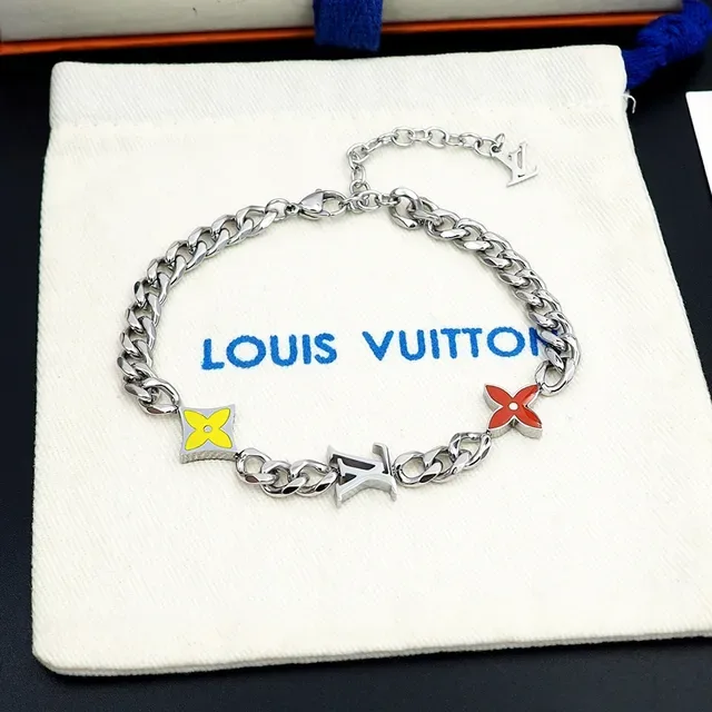 Louis Vuitton Monogram Flower Charm Silver-Tone Chain Bracelet 8