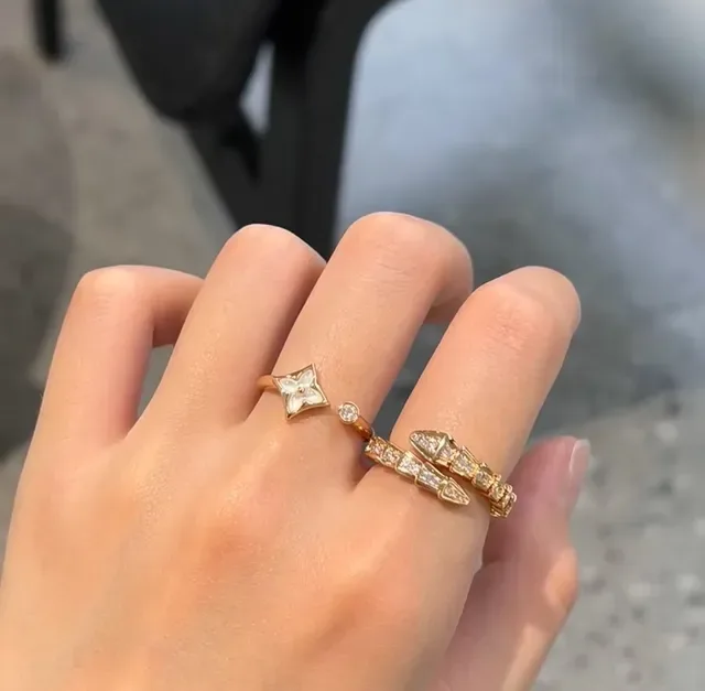 Louis Vuitton Monogram Flower Enamel Open-Band Rings 7