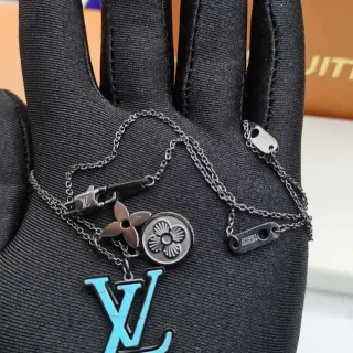 Louis Vuitton Monogram Flower Multi-Charm Turquoise Enamel Necklace