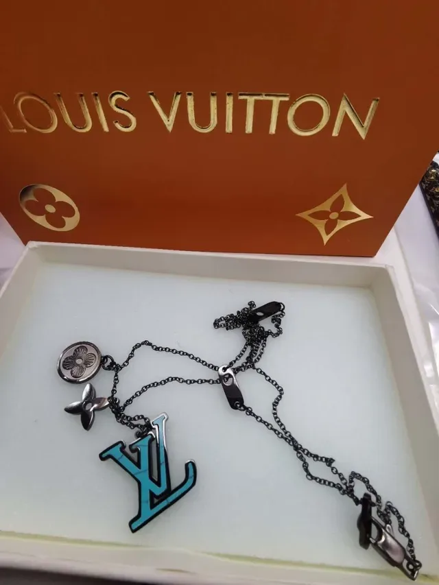 Louis Vuitton Monogram Flower Multi-Charm Turquoise Enamel Necklace 2