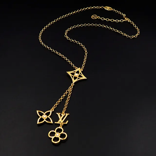 Louis Vuitton Monogram Flower Pearl Gold-Tone Necklace 5
