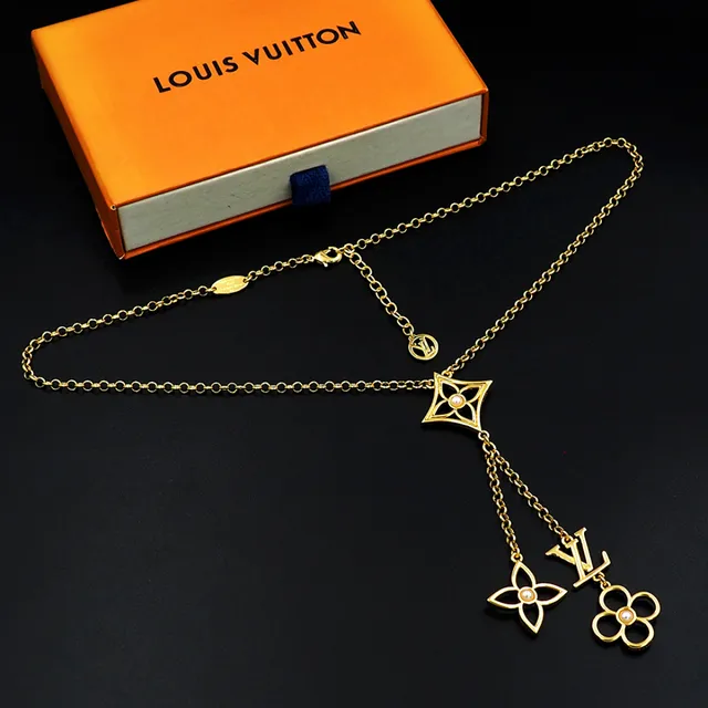 Louis Vuitton Monogram Flower Pearl Gold-Tone Necklace 6