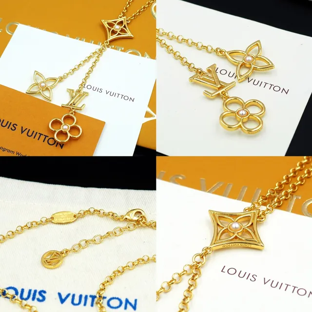 Louis Vuitton Monogram Flower Pearl Gold-Tone Necklace 7