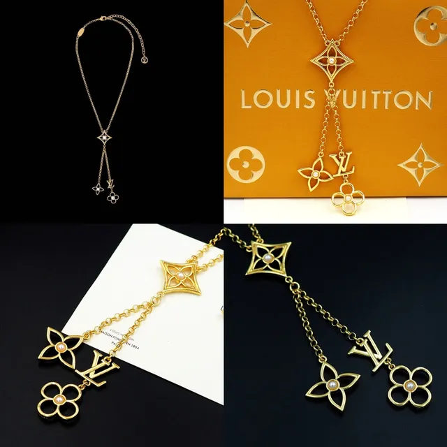 Louis Vuitton Monogram Flower Pearl Gold-Tone Necklace 9