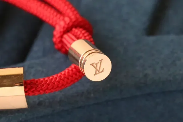 Louis Vuitton Monogram Flower Red Braided Cord Bracelet 2
