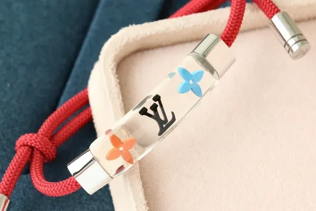 Louis Vuitton Monogram Flower Red Braided Cord Bracelet 3