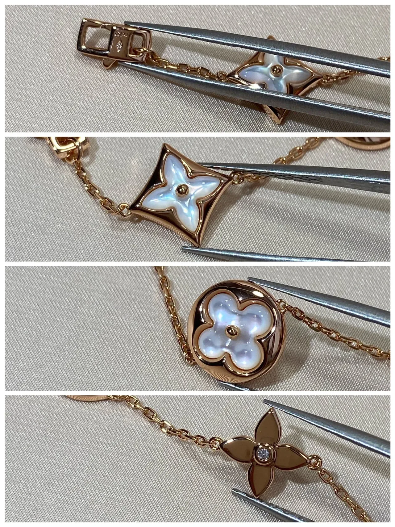 Louis Vuitton Monogram Flower Rose Gold and White Mother-of-Pearl Bracelet 2