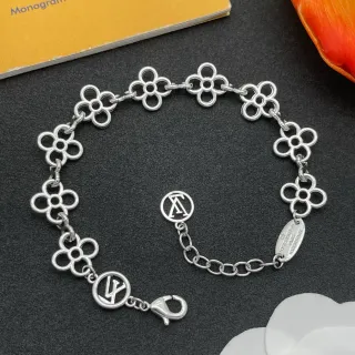 Louis Vuitton Monogram Flower Silver-Tone Floral Link Bracelet