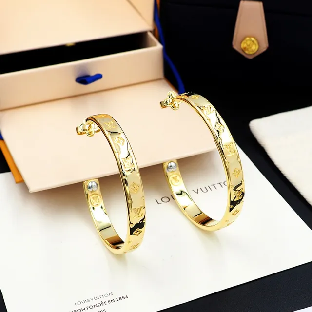 Louis Vuitton Monogram Hoop Gold Earrings 4