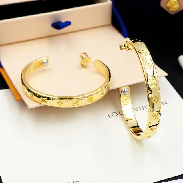 Louis Vuitton Monogram Hoop Gold Earrings 5
