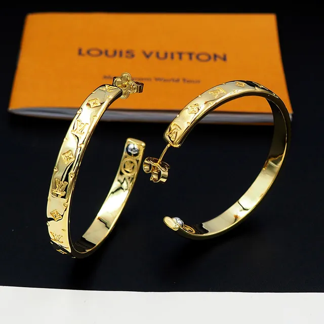 Louis Vuitton Monogram Hoop Gold Earrings 6