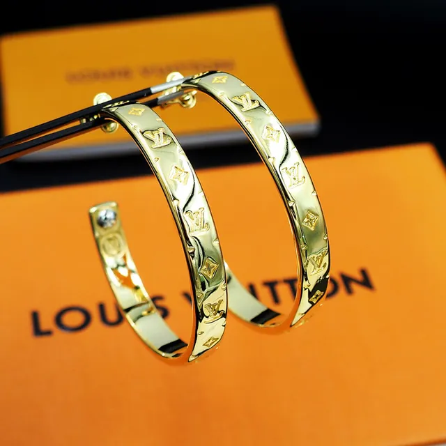 Louis Vuitton Monogram Hoop Gold Earrings 7