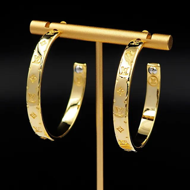 Louis Vuitton Monogram Hoop Gold Earrings 8