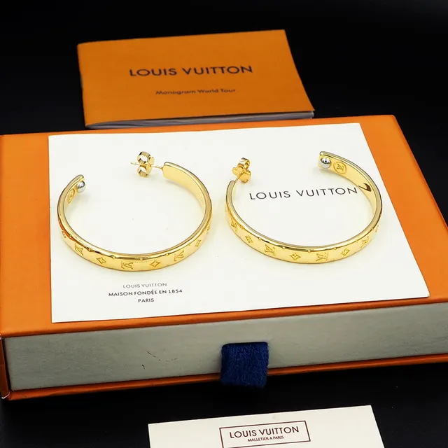 Louis Vuitton Monogram Hoop Gold Earrings 9