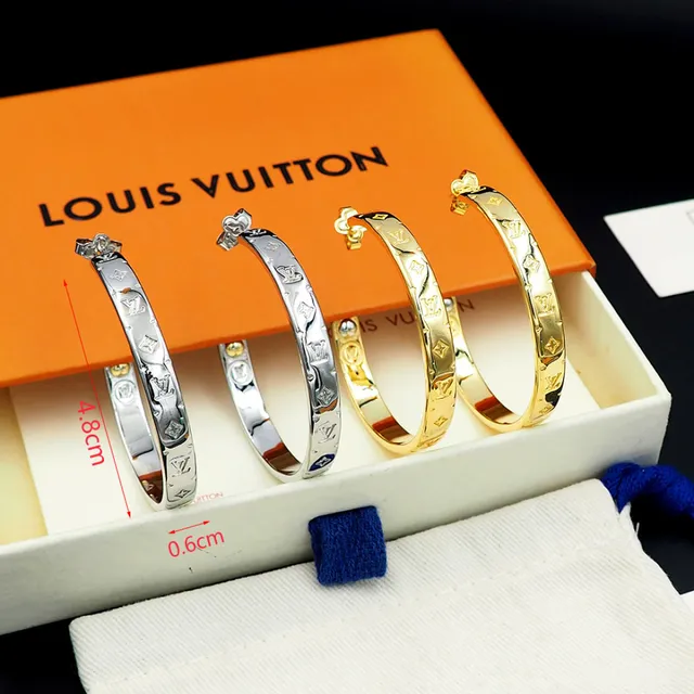 Louis Vuitton Monogram Hoop Gold Earrings 10