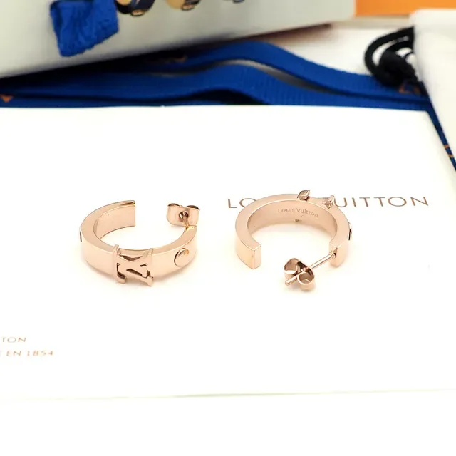 Louis Vuitton Monogram Hoop Gold Silver Monogrammed Metallic Earrings 2
