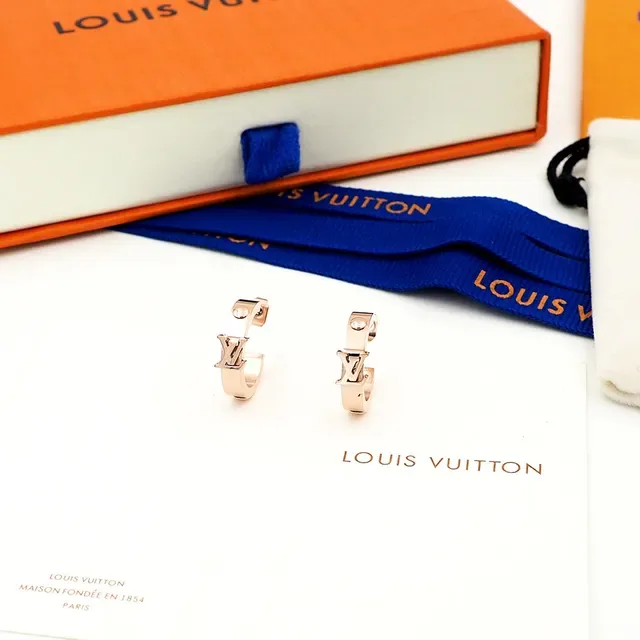 Louis Vuitton Monogram Hoop Gold Silver Monogrammed Metallic Earrings 7