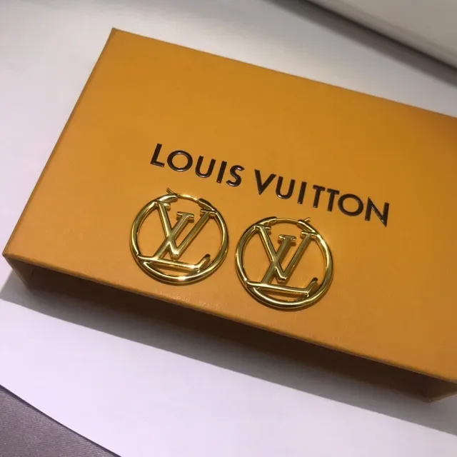 Louis Vuitton Monogram Hoop Silver Beige Circular Earrings 3