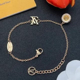 Louis Vuitton Monogram Jewelry Gold Silver Chain Charms Bracelet
