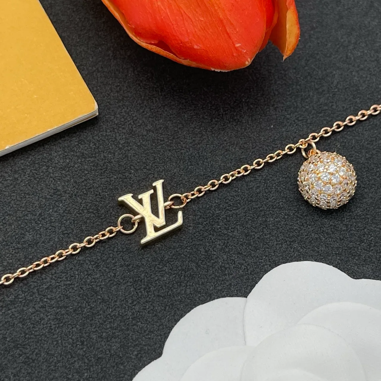 Louis Vuitton Monogram Jewelry Gold Silver Chain Charms Bracelet 6