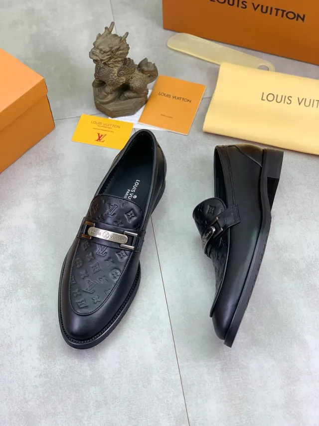 Louis Vuitton Monogram Loafer Chaussures en Cuir Noir 5