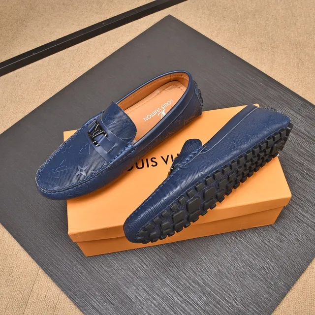 Louis Vuitton Monogram mocassin cuir bleu marine 2