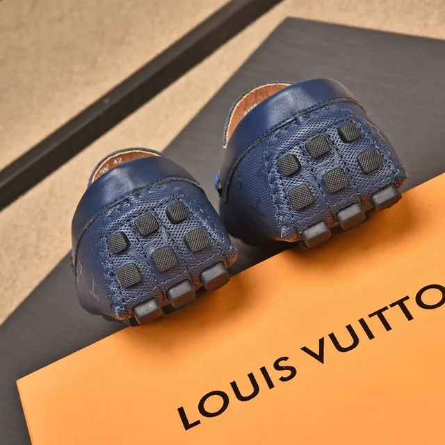 Louis Vuitton Monogram mocassin cuir bleu marine 6