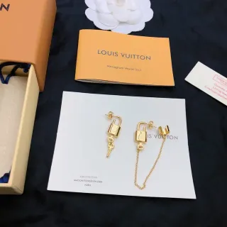 Louis Vuitton Monogram Lock and Key Gold-Tone Earrings