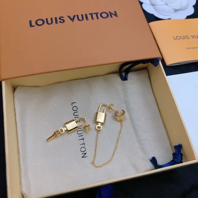 Louis Vuitton Monogram Lock and Key Gold-Tone Earrings 3