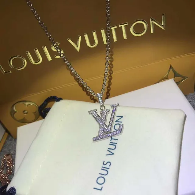 Louis Vuitton Monogram Pavé Crystal Pendant Necklace 4