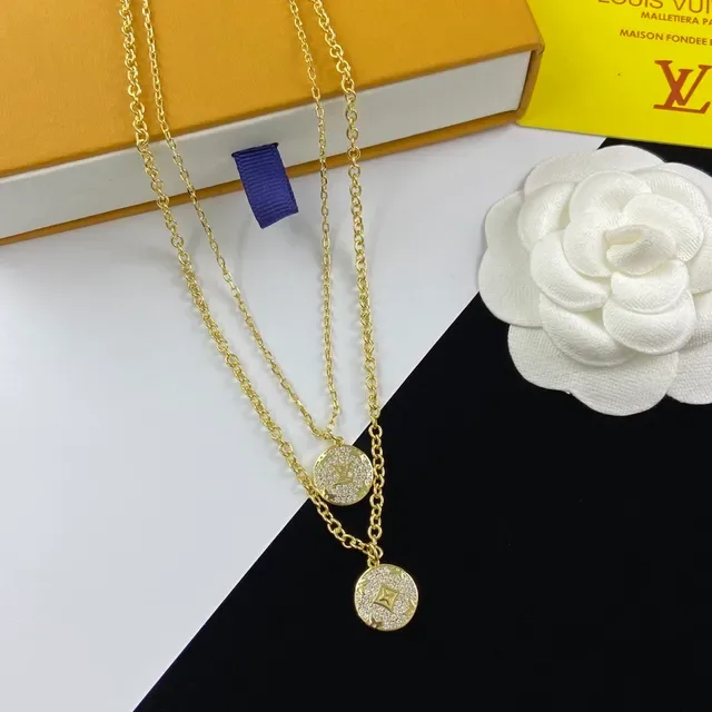 Louis Vuitton Monogram Pave Double-Layer Gold-Tone Chain Necklace 3