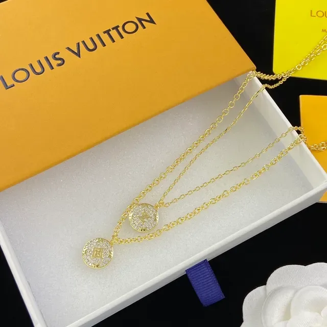 Louis Vuitton Monogram Pave Double-Layer Gold-Tone Chain Necklace 6