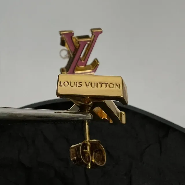 Louis Vuitton Monogram Pink Enamel Gold-Tone Stud Earrings 2