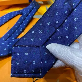 Louis Vuitton Monogram Print Navy Blue Necktie