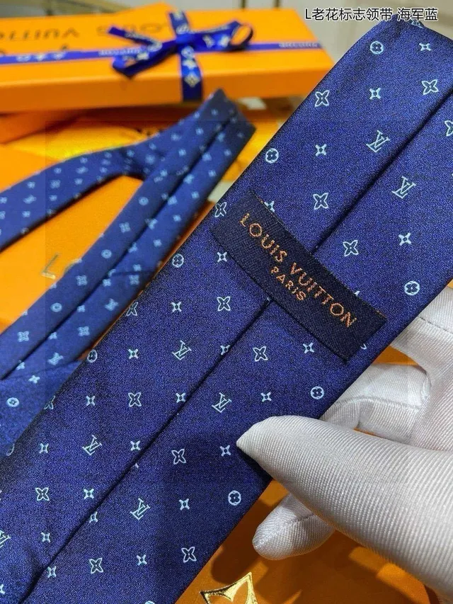 Louis Vuitton Monogram Print Navy Blue Necktie 9