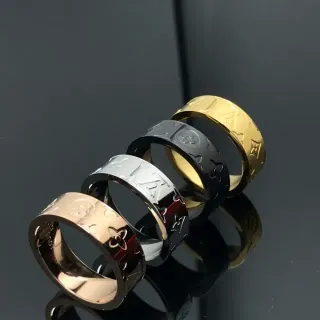 Louis Vuitton Monogram Ring Wide-Band Embossed Metallic Rings