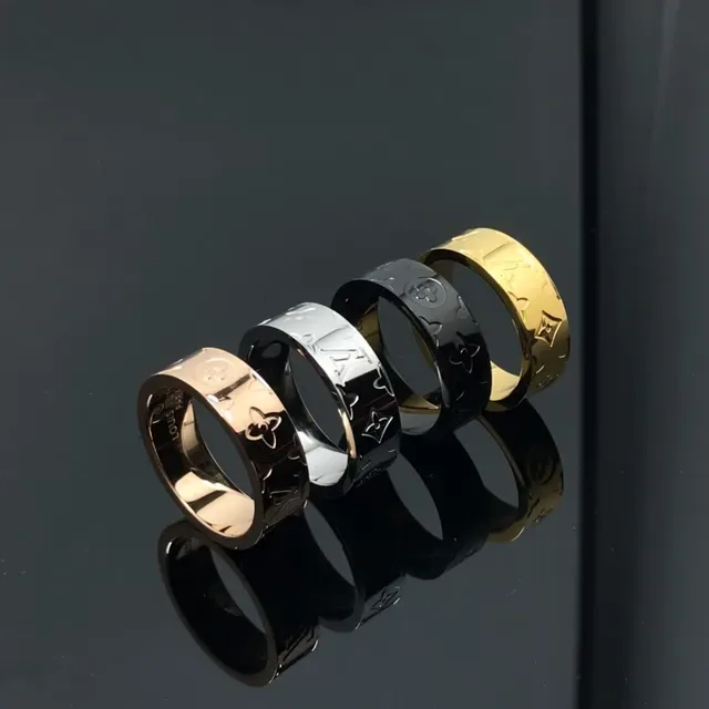 Louis Vuitton Monogram Ring Wide-Band Embossed Metallic Rings 2