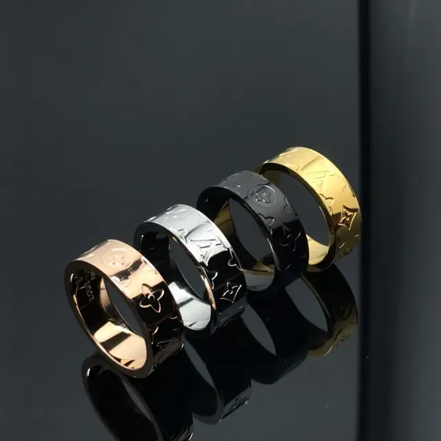 Louis Vuitton Monogram Ring Wide-Band Embossed Metallic Rings 3